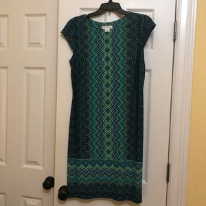 Liz Claiborne NWT green geometric print dress